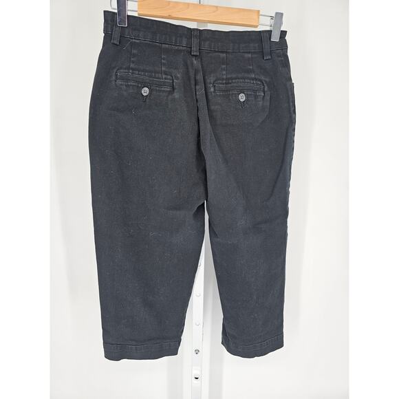 Lee Women's Black Pockets Mid Rise Casual Button Cotton Jeans Capris Size 6M - Picture 4 of 4
